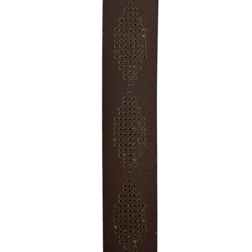 Lucky Brand‎ Men's Size 34 Dark Brown 100% Genuine Leather Perforated Belt NWT